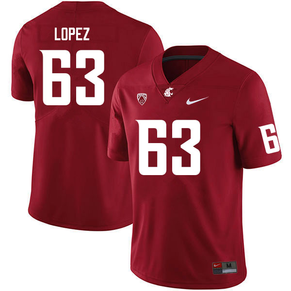 Men #63 Micah Lopez Washington State Cougars College Football Jerseys Sale-Crimson